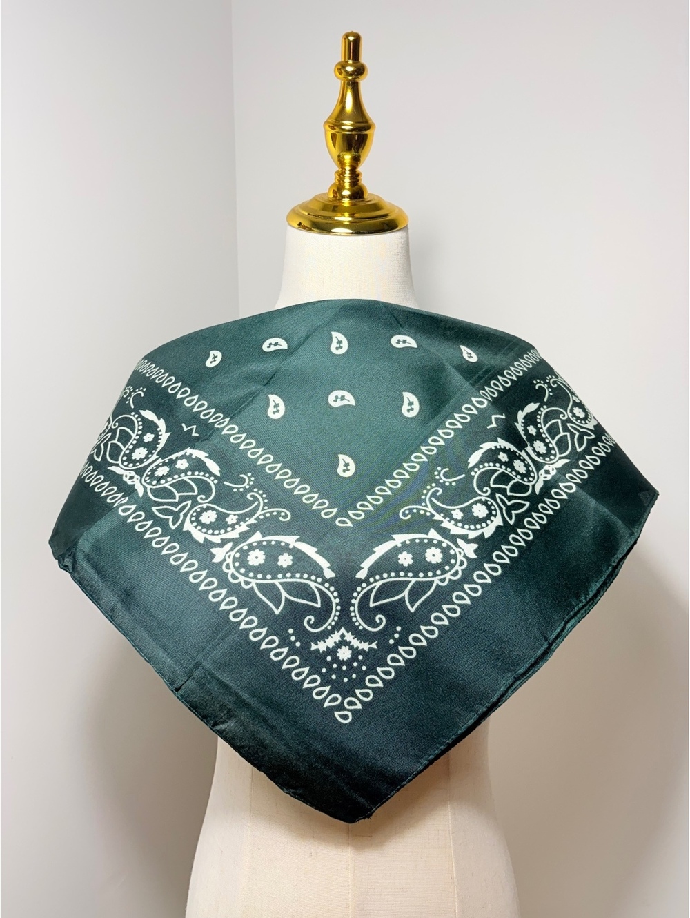Dark Green Paisley Print Bandana Scarf - Classic Square Handkerchief